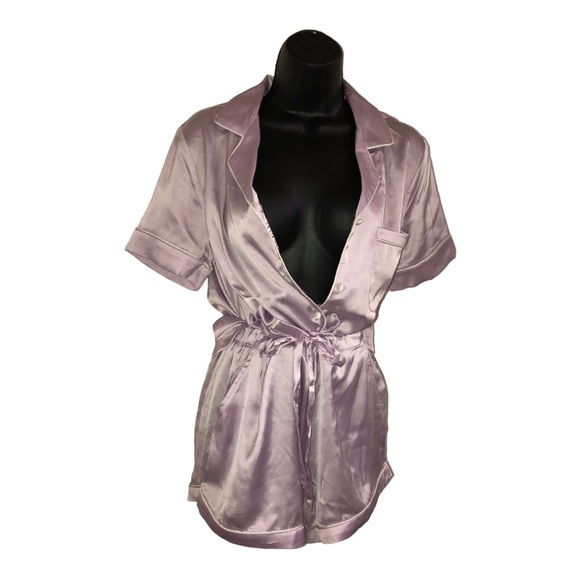 House of Harlow 1960 lavender lilac silk satin look pajama loungewear shorts set - Picture 11 of 14
